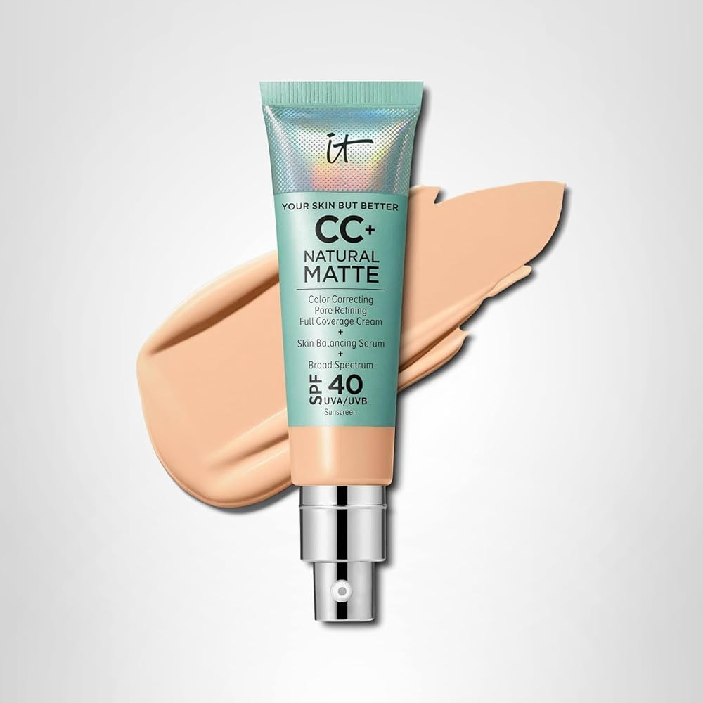 IT Cosmetics CC+ Cream Natural Matte - Poreless Full Coverage Foundation With SPF 40, 16HR Shine ... | Amazon (US)