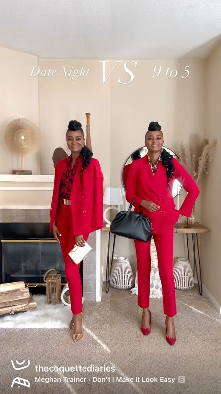 I had fun styling one of my latest ensemble that I got from @nyandcompany . As you can see, it’s very versatile. For the office look, by buttoning the blazer it brings a fresh and elegant cut to your silhouette, then I finish the look with red pumps and a black purse. 

For the Date night look, I chose to elevate the look by switching the shirt to a black and red leopard prints, adding gold accessories and to add a little touch of sassiness, I threw the blazer over my shoulders. 

What do you think? Which one is your favorite look? 

@nyandcompany #IamNYCO #NYCOPartner #datenight #eveninglook #officelook #workwear #fashion #reelsvideo

#LTKsalealert #LTKunder100 #LTKworkwear