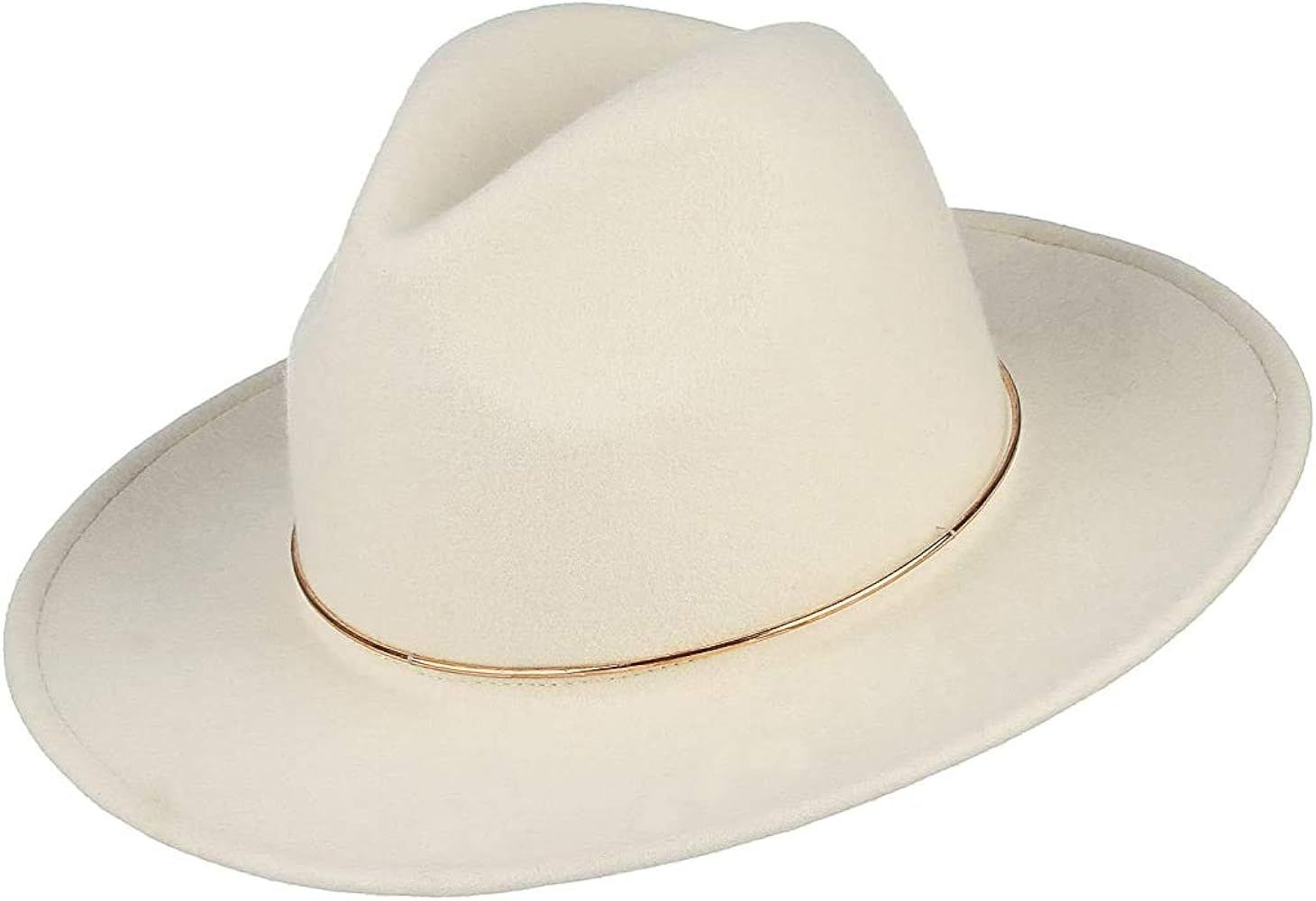 Jelord Womens 100% Wool Fedora Hats Elegant Wide Brim Panama Fedora Wool Trilby Hat | Amazon (US)