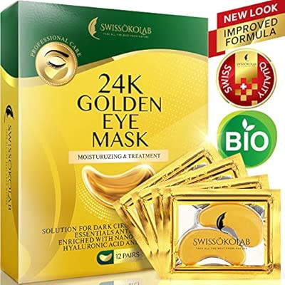 Under Eye Mask Gold Eye Mask Anti-Aging Hyaluronic Acid 24k Gold Eye Patches Under Eye Pads for M... | Amazon (US)