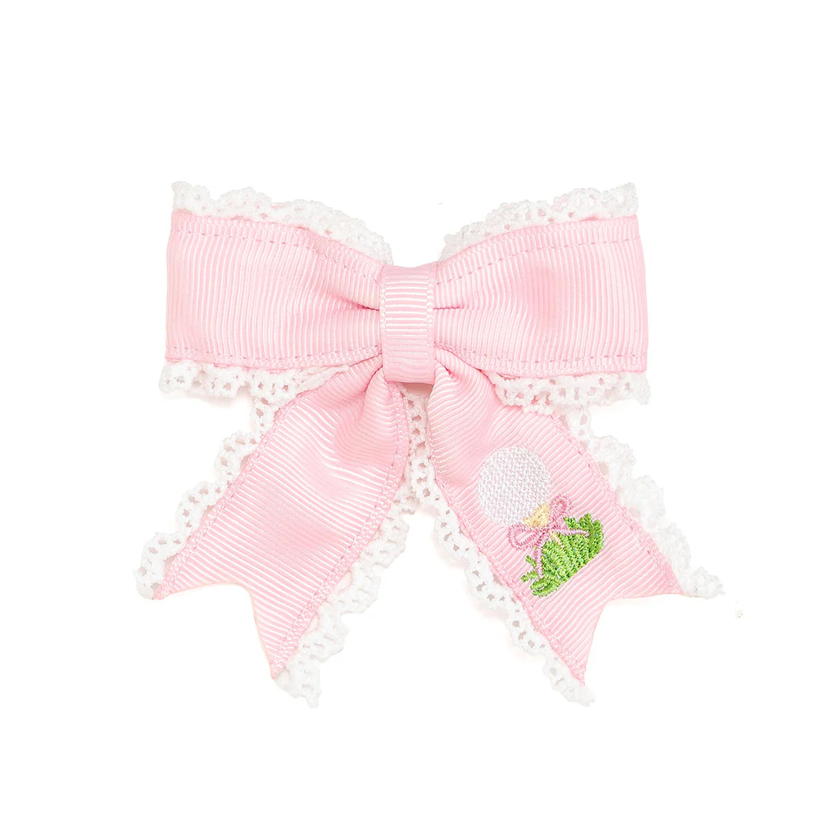Golf Tee Embroidered Lace Bow Clip | Sweet Wink