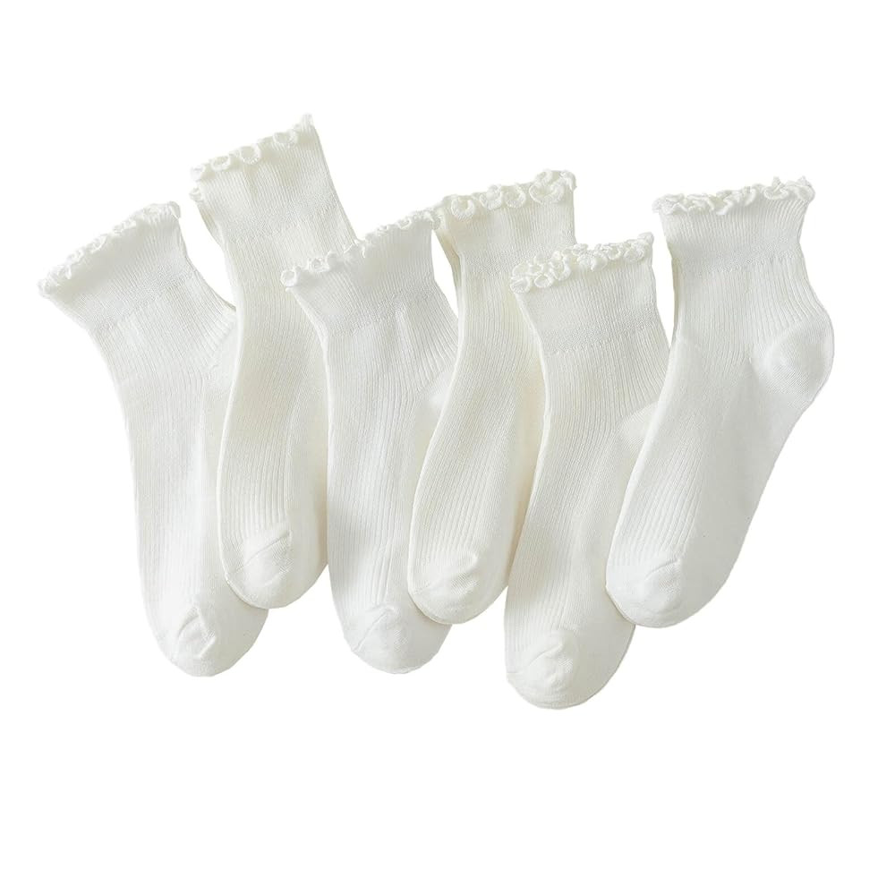 Hstyle 6 Pairs of Ruffle Socks Women, Cute Ruffle Ankle Socks | Amazon (US)