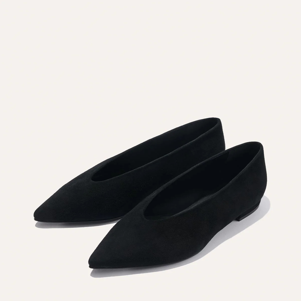 Black Suede Pointed-Toe Ballet Flats |The Parra | Margaux