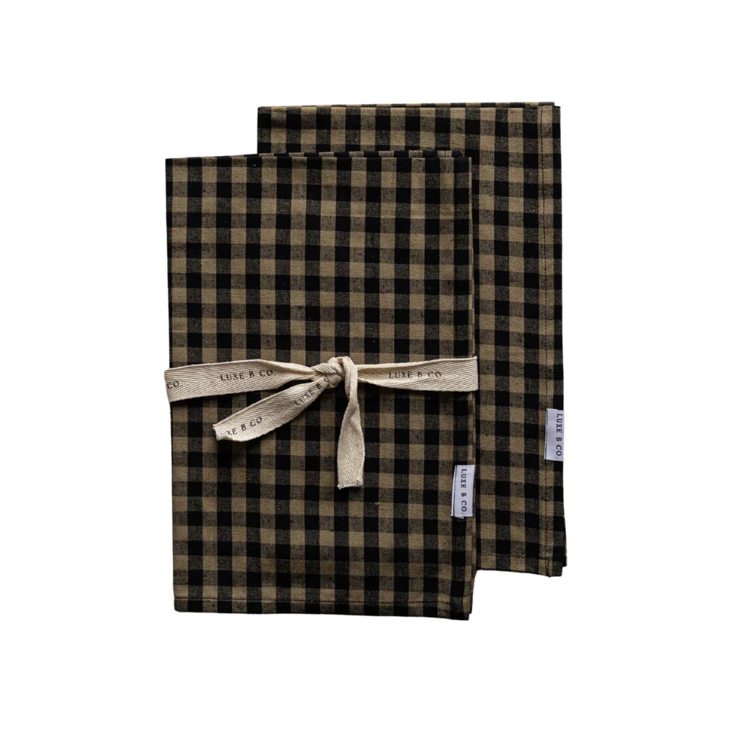 Olive Green Gingham Kitchen Dish Towel | By Luxe B Co. | luxe bCO