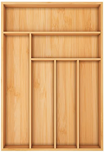 Utopia Kitchen Silverware Organizer, Bamboo Utensil Drawer Organizer for Cutlery, Utensils & Flatware (6 Compartment, Natural) Pack of 1 | Amazon (US)