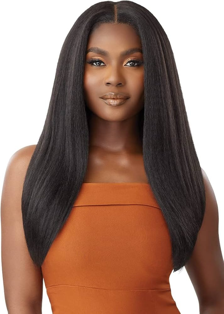 Outre - 5X5 Lace Closure Wig - Human Hair Blend - Kinky Straight 24" (OFF BLACK 1B) | Amazon (US)