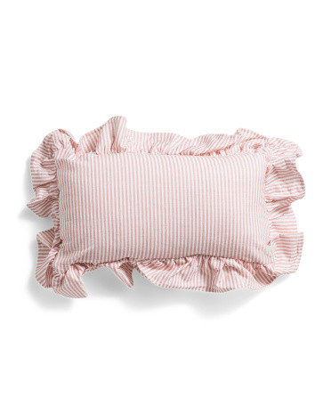 9x16 Newport Pinstriped Ruffle Lumbar Pillow | TJ Maxx