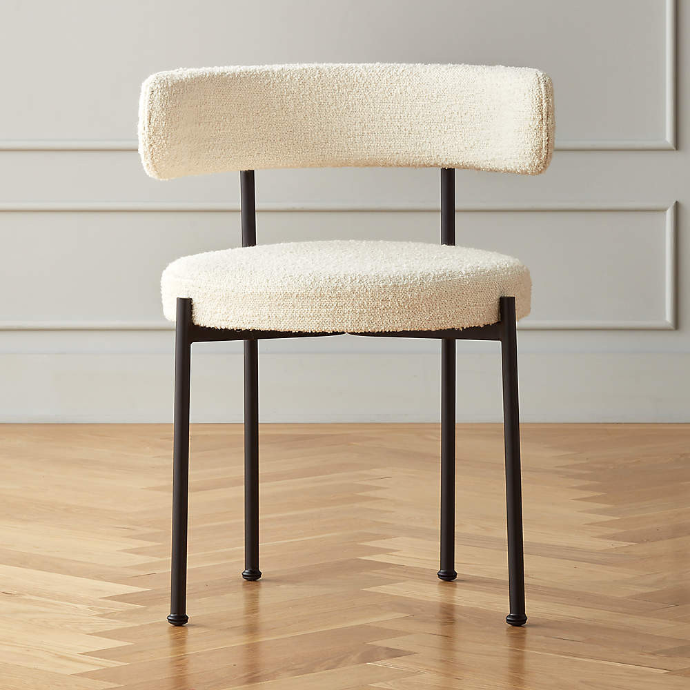 Inesse Boucle Ivory Modern Dining Chair + Reviews | CB2 | CB2