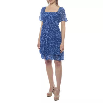 TASH + SOPHIE Women's Floral Chiffon Square Neck Dress | Belk