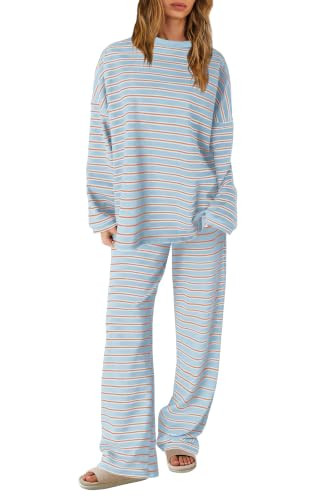 SENSERISE Womens Striped Lounge Set 2 Piece Outfit | Amazon (US)