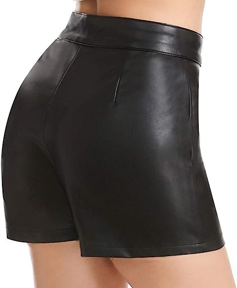 Womens Casual Wide Leg Shorts High Waisted Faux Leather Shorts | Amazon (US)