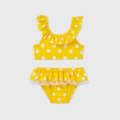 Toddler Girls' 2pc Polka Dot Ruffle Bikini - Cat & Jack™ Yellow | Target
