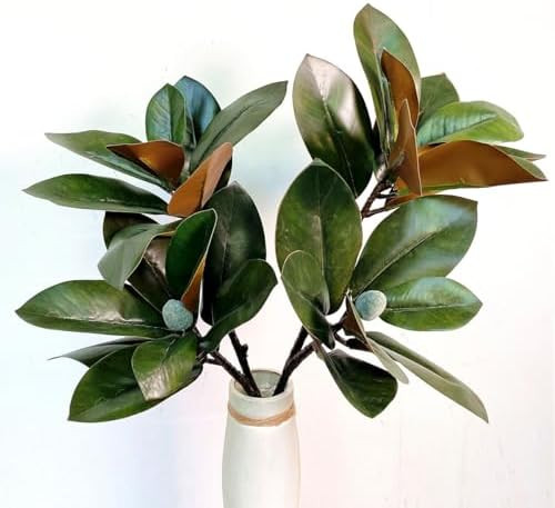 32 Inch Magnolia Artificial Leaves Branches 3D Plastic Printing Houseplant Plant Indoor Outdoor H... | Amazon (US)