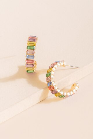 Carmen Baguette Crystal Mini Hoop Earrings | Francesca's