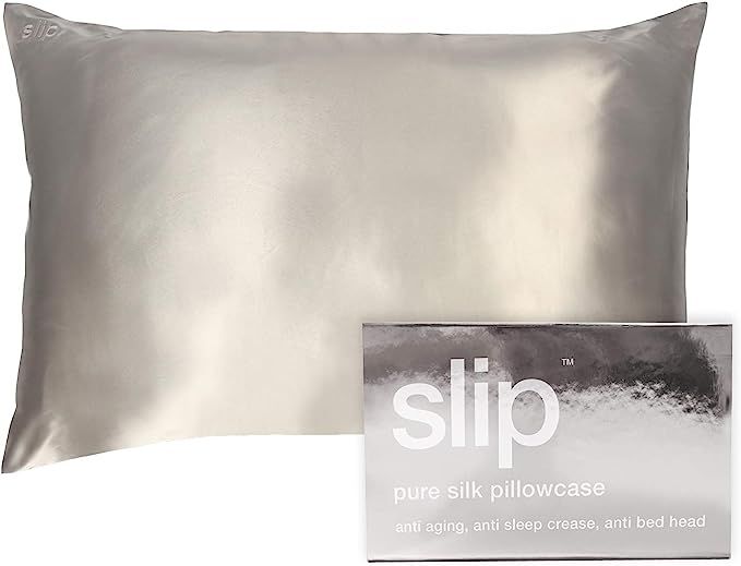 Slip Silk King Pillowcase, Silver (20" x 36") - 100% Pure 22 Momme Mulberry Silk Pillowcase - Bre... | Amazon (US)