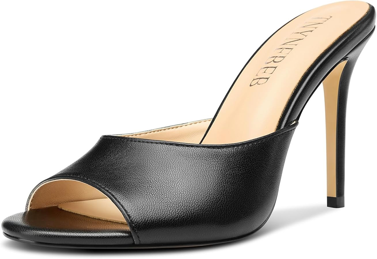 TNYNFBEB Women Stiletto High Heel Peep Open Toe Sandals Slingback Slip-on Wedding Office Cute Bas... | Amazon (US)
