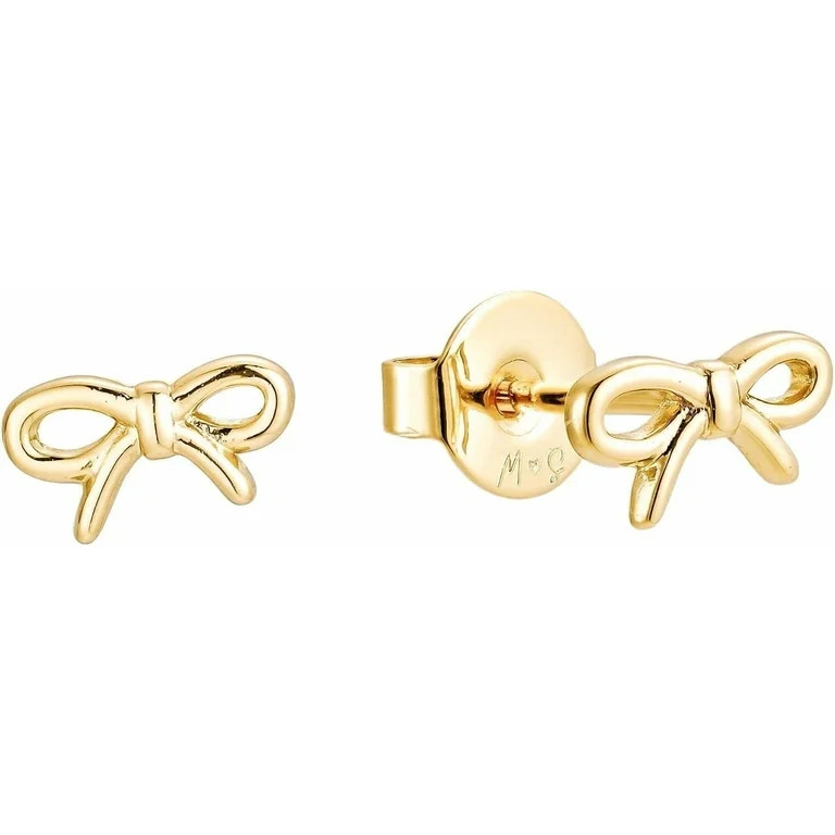 Malibu Sunday 18K Gold Plated Mini Bow Stud Earrings Dainty Design Jewelry for Women | Walmart (US)