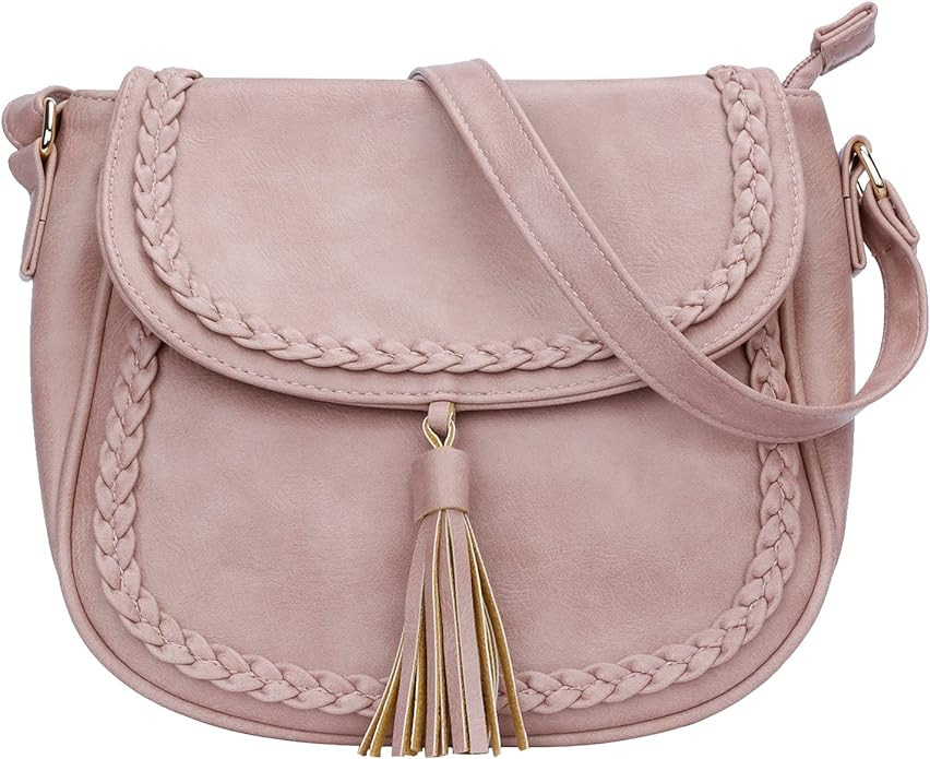 KKXIU Casual Flap Saddle Crossbody Bags for Women Purses and Handbags with Tassel | Amazon (US)