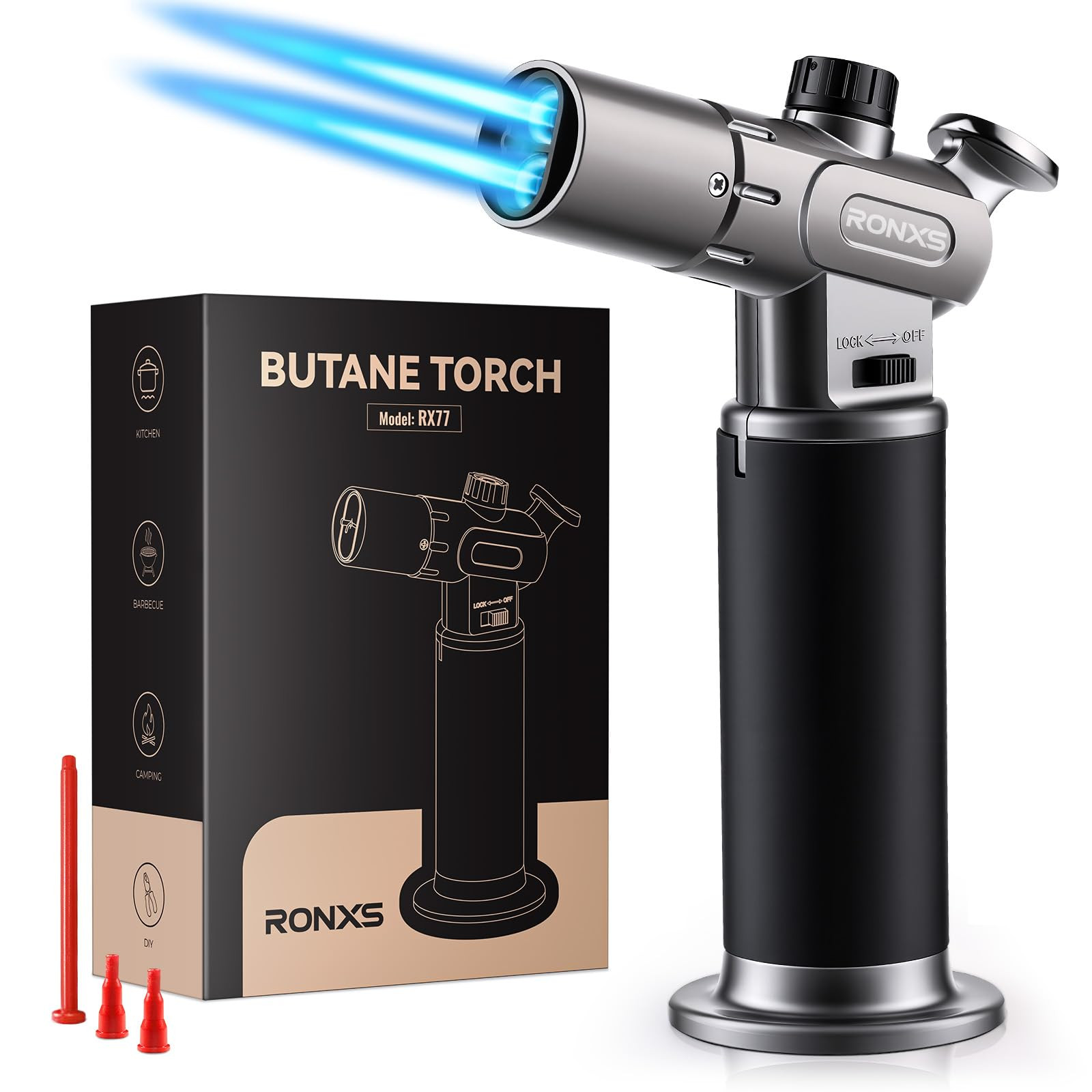 RONXS Torch Lighter, Refillable Kitchen Butane Torch, Cooking Torch with Safety Lock and Adjustab... | Amazon (US)