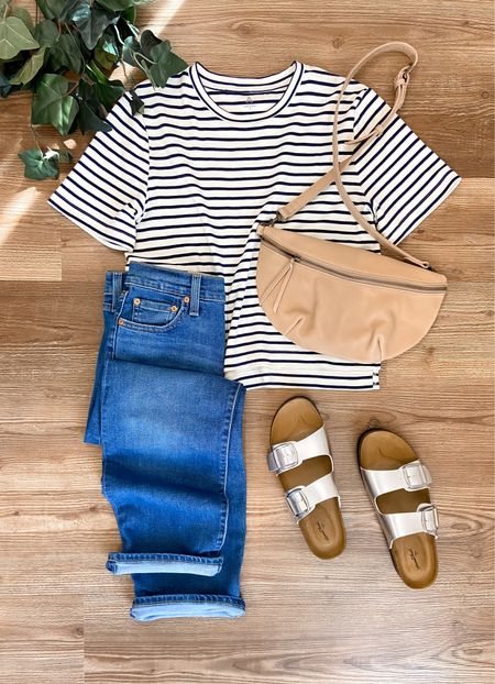 Cute striped t shirt, striped tee for spring

#LTKstyletip #LTKshoecrush #LTKfindsunder100