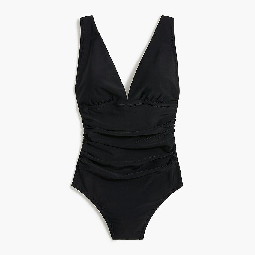 V-neck ruched one-piece swimsuit | J.Crew Factory