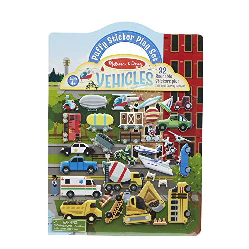 Melissa & Doug Vehicles Puffy Sticker Play Set Travel Toy with Double-Sided Background, 32 Reusab... | Amazon (US)