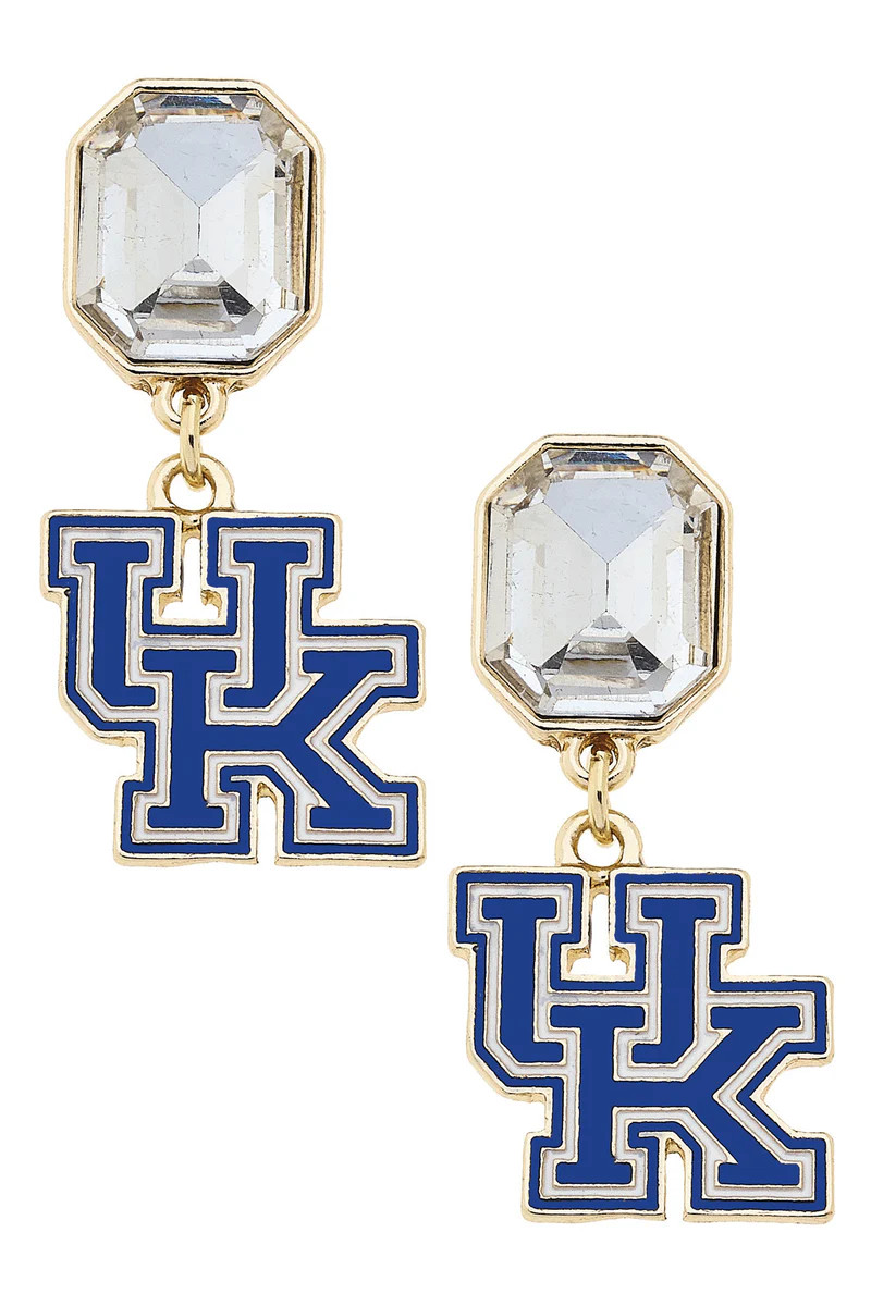 Kentucky Wildcats Rhinestone Enamel Logo Earrings in Shiny Gold | CANVAS
