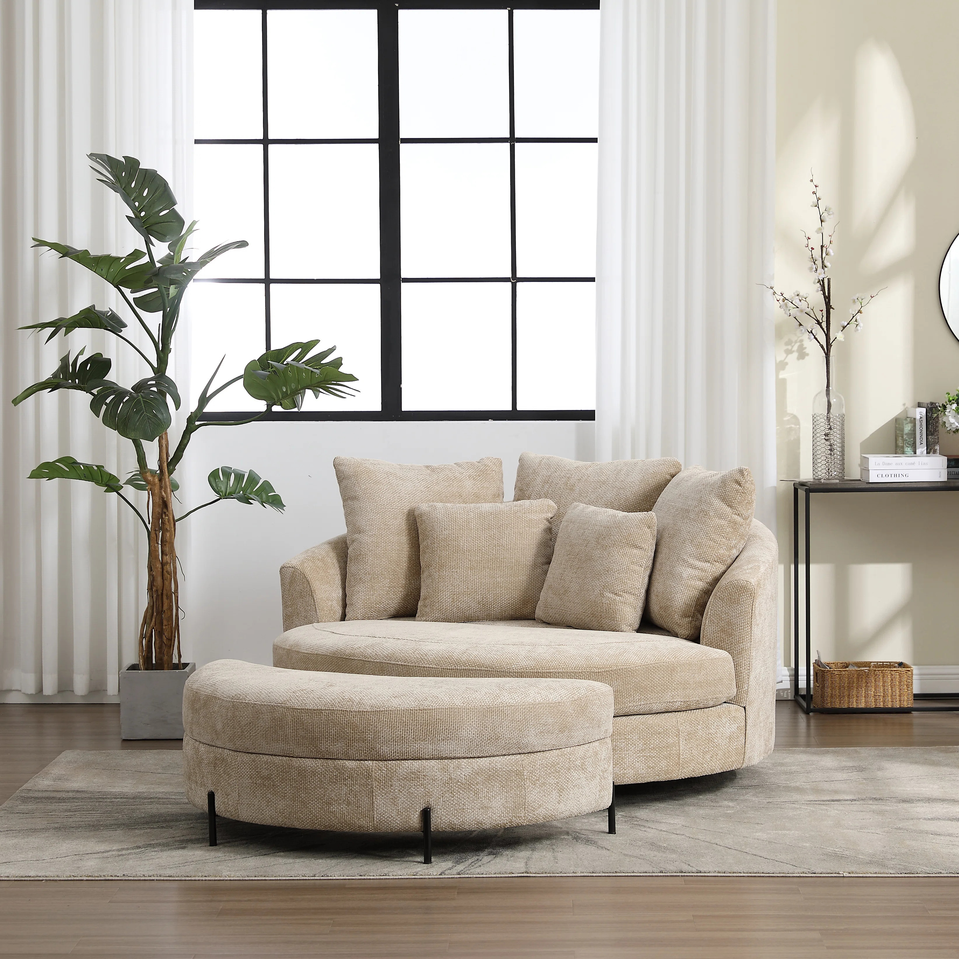 Upholstered Barrel Chair With Ottoman | Wayfair North America