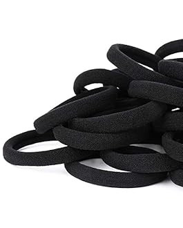 50PCS Black Hair Ties for Women, Cotton Seamless Hair Bands, Elastic Ponytail Holders, No Damage ... | Amazon (US)