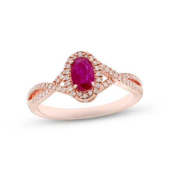 Ruby & Diamond Ring 1/5 ct tw 10K Rose Gold | Kay Jewelers