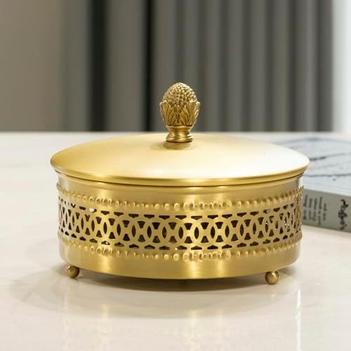Gold Brass Decorative Boxes With Strawberry shape Handles, Jewelry Boxes Modern Storage Boxes，R... | Amazon (US)