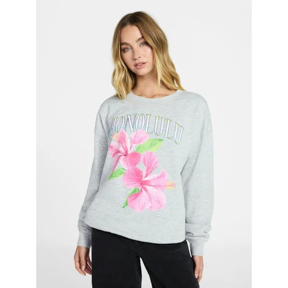 No Boundaries Graphic Crewneck Sweatshirt, Women's and Women's Plus Sizes XXS-4X | Walmart (US)