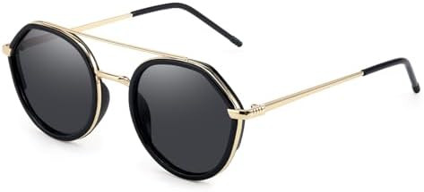 DreamCalf Retro Tangle Free Aviator Sunglasses for Women Polarized Trendy Round Frame 2026 Fashio... | Amazon (US)
