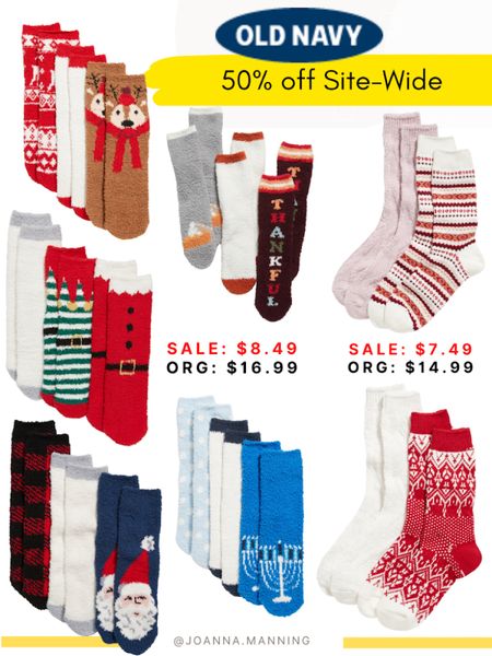 Old navy 50% off site wide until tomorrow! Christmas socks, stocking stuffers 

#LTKfamily #LTKSeasonal #LTKHoliday