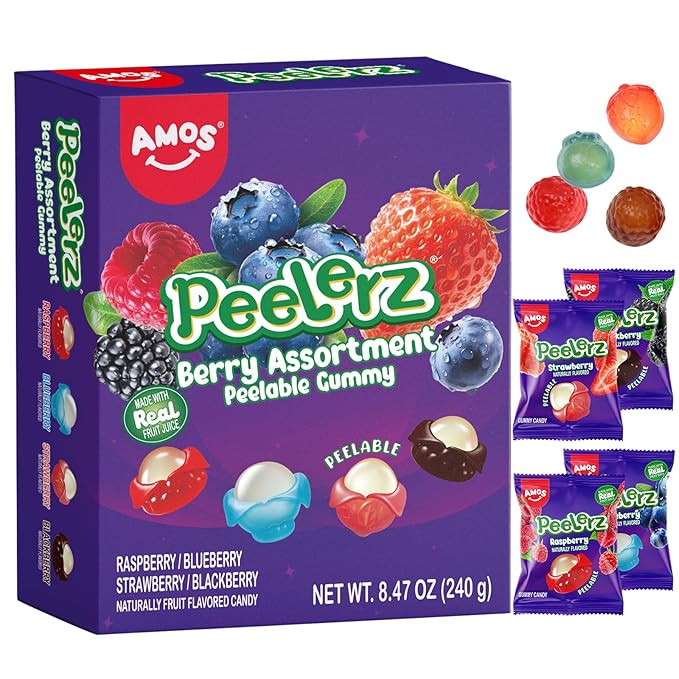 AMOS Peelerz Berry Assortment Gummy Candy 240g | Peelable Fruit-Shaped Gummies Made with Real Fru... | Amazon (US)