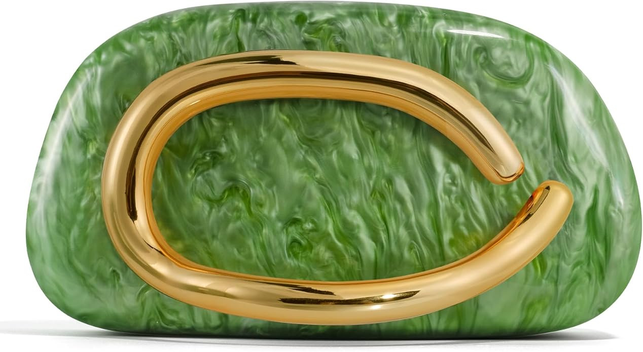 Clutch Purses for Women Formal, PU Leather/Marble Acrylic Evening Bags with Chain, Trendy Metal H... | Amazon (US)