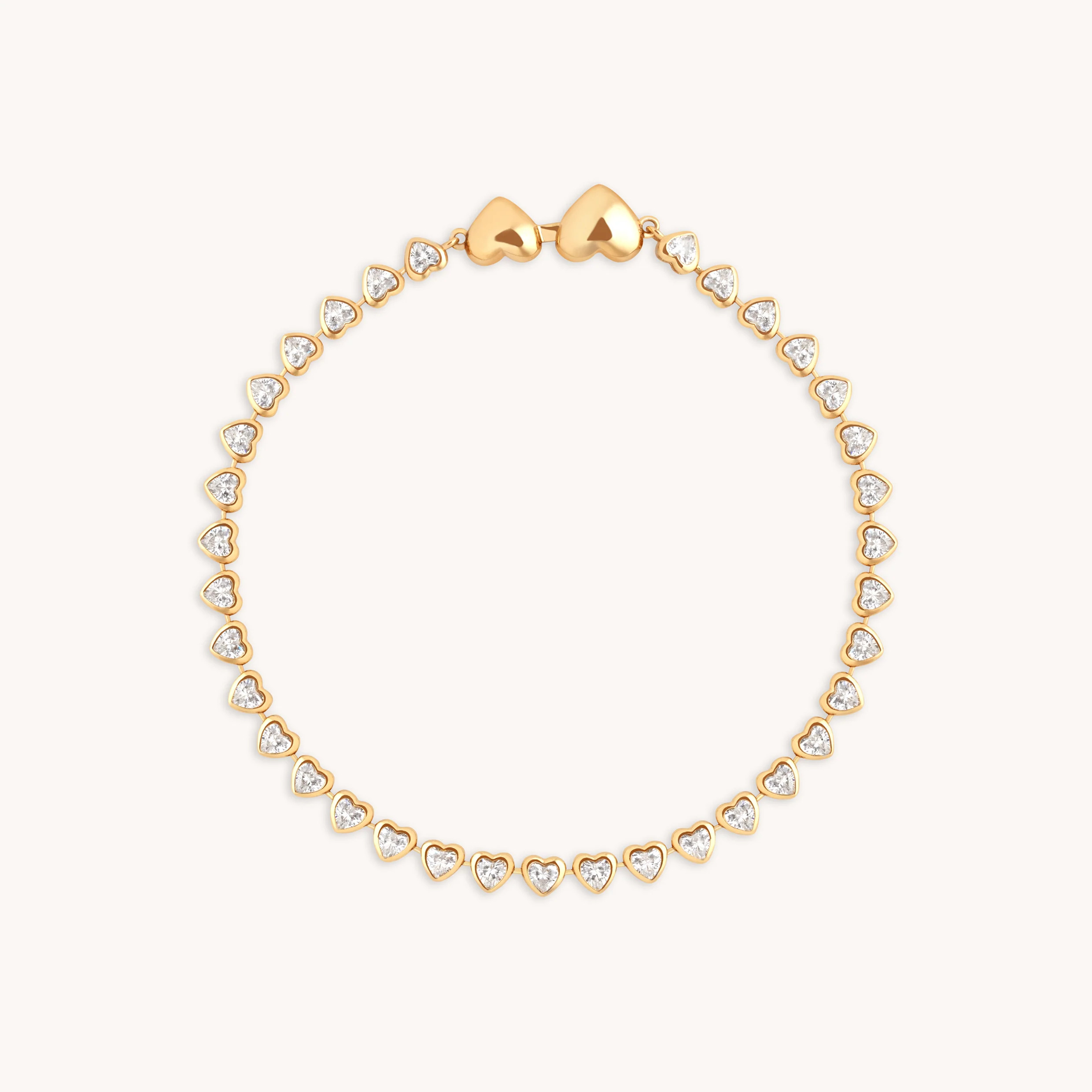 Heart Bezel Tennis Bracelet in Gold | Astrid & Miyu UK