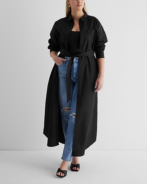 Boyfriend Poplin Portofino Maxi Shirt Dress | Express