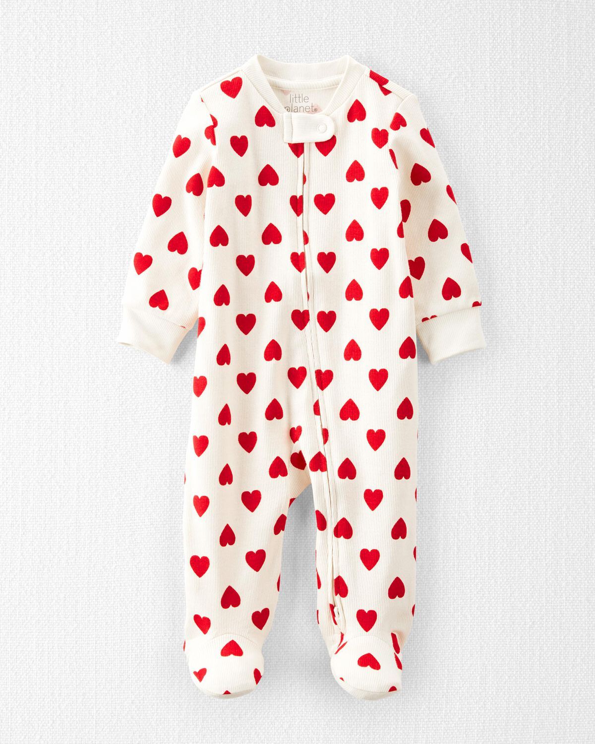Heart Print on Sweet Cream Baby Organic Cotton Sleep & Play Pajamas  | carters.com | Carter's