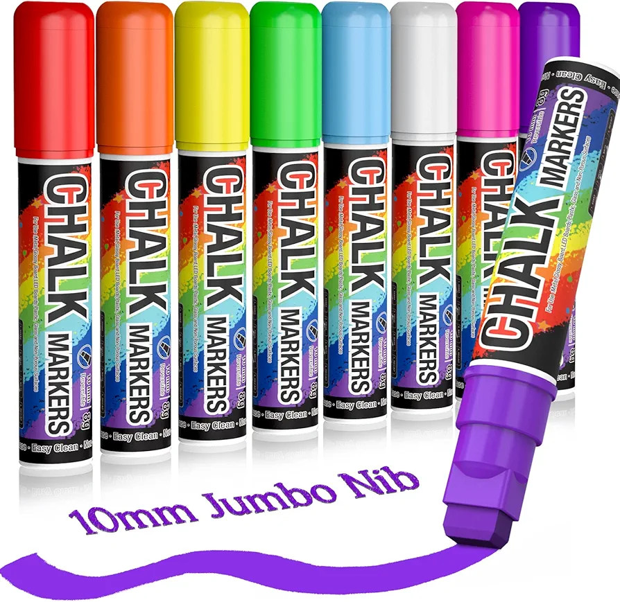 KERIFI Window Markers for Cars Washable, 10mm Jumbo Liquid Chalk Pens for Art Wedding Signs, Just... | Amazon (US)