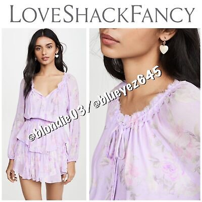 LoveShackFancy Popover Dress in hibiscus print S  | eBay | eBay US
