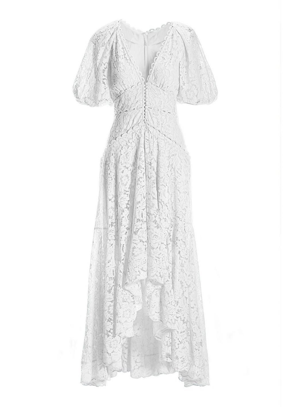 Puff-Sleeve Lace High-Low Dress | Boston Proper