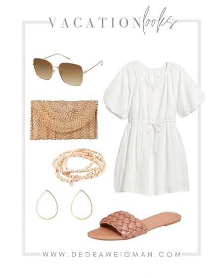 Vacation outfit idea! This white puff sleeve dress is perfect for a day adventure while on vacation! 

#vacationoutfits #dress #sandals

#LTKtravel #LTKFind #LTKunder50