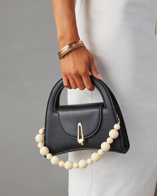 Attina Pearl Strap Handbag - Black | VICI