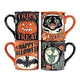Certified International Scaredy Cat 18 oz. Mugs, Set of 4 Assorted Designs, 4 Count (Pack of 1), ... | Amazon (US)