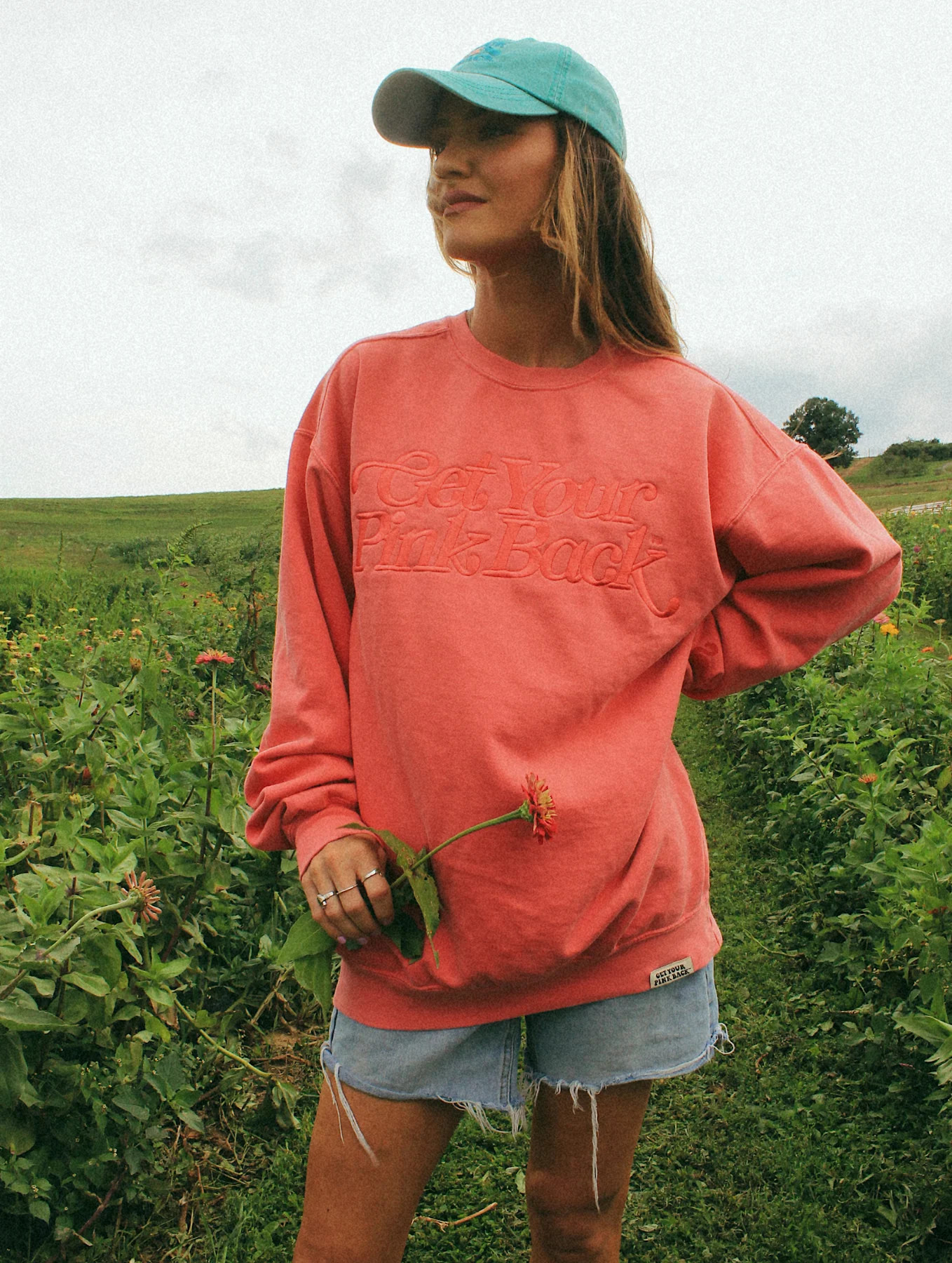 Get Your Pink Back Feather Line Pink Crewneck | Get Your Pink Back