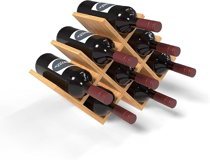 8 Bottle Bamboo Small Wine Rack for Countertop, No Tools Assembly, Modern Lattice Design, Durable... | Amazon (US)