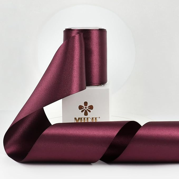 MEEDEE Burgundy Satin Ribbon Lux Double Faced Satin Ribbon 3 Inch Wide Christmas Ribbons by 10 Ya... | Amazon (US)