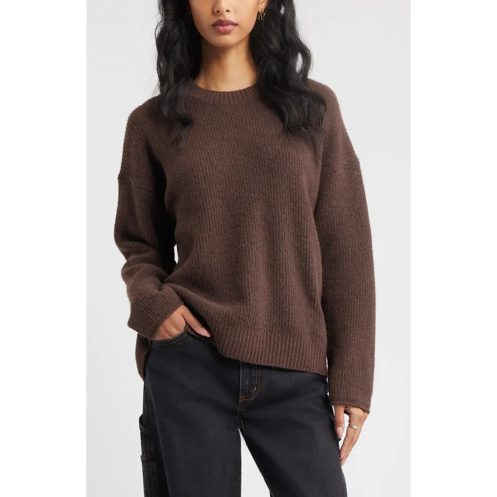 BP. Fuzzy Oversize Sweater in Brown Coffee at Nordstrom, Size Small | Nordstrom