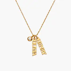 Singapore Chain Name Necklace with Diamond -  Gold Vermeil | Oak & Luna (US)